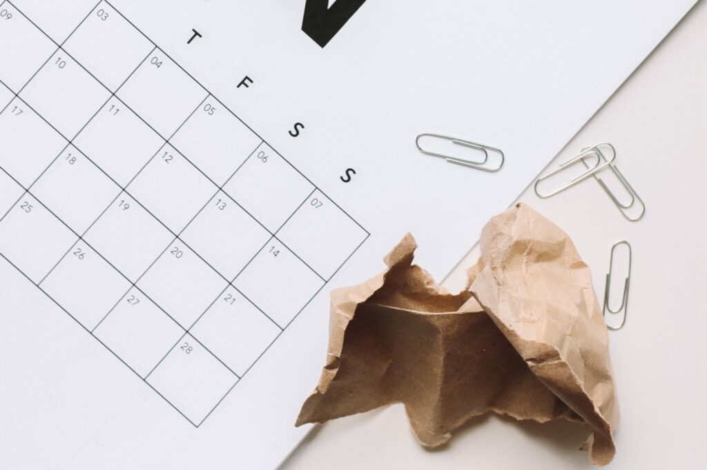 A top down image of a calendar