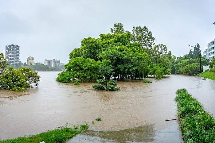 Roads flooded after heavy rains.