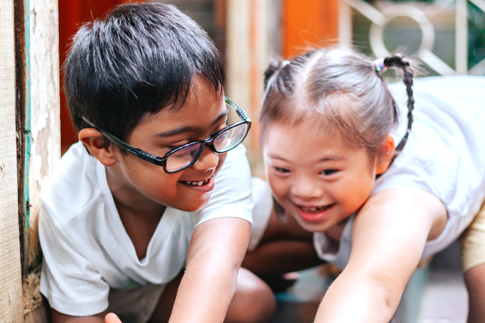 Two children playing.